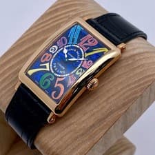Franck Muller Long Island 26mm 952QZCOLDR5N 18K Rose Gold Blue Dial Watch