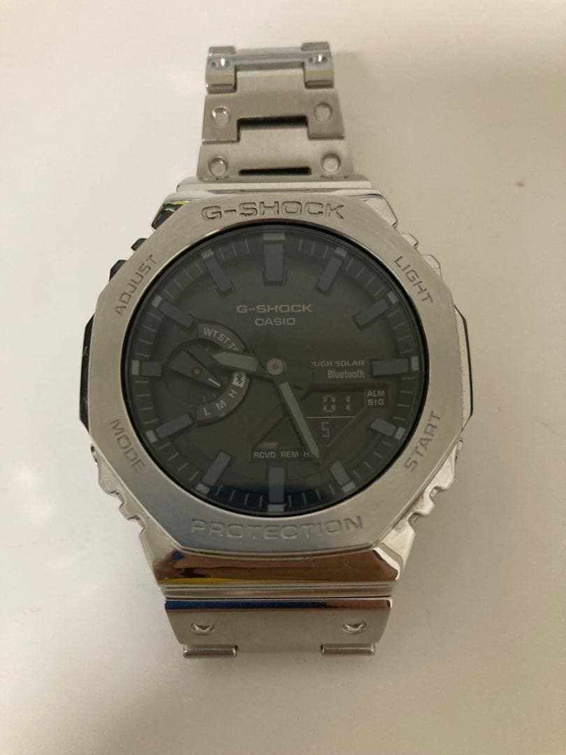 Casio G-Shock GM-B2100 Silver Metal Watch Digital & Analog Used G407