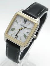 Seiko Lukia 1B22-0CF0 Radio Solar Silver/Gold Tone Square Case Watch, 1.4 in