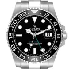 Rolex GMT Master II Black Dial Black Bezel Steel Mens Watch 116710