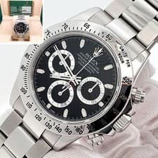 Rolex Cosmograph Daytona 40mm Black Dial Steel Watch 116520 Box Papers