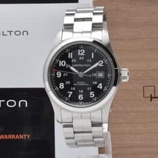 [Near MINT /PAPER & BOX] HAMILTON Khaki Field H706050 Black Dial Automatic Watch