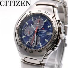 Citizen Eco Drive Duo Watch Chronograph Titanium Blue Red Genuine Timepiece