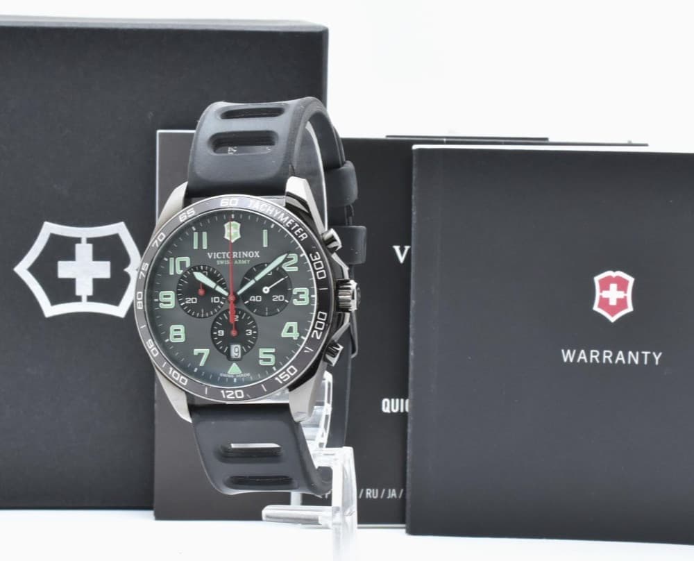 VICTORINOX 241891 FieldForce Sport Chrono Quartz Mens Watch Black Date 100m Box