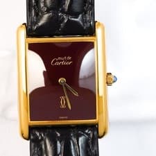 CARTIER Mast Tank LM Wine Red Dial Gold mens Watches Watch