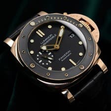 Panerai Luminor Submersible Goldtech Black Dial Alligator VERY GOOD PAM00684