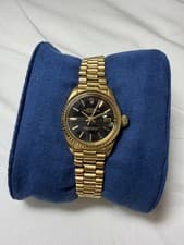 Rolex President Datejust 18K Yellow Gold Black Dial Ladies Watch Ref 6917