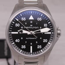 Hamilton Khaki Aviation Pilot Mens 39mm Steel Automatic Watch Bracelet Box Card