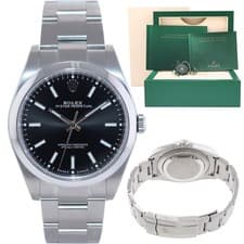 2018 MINT Rolex Oyster Perpetual 39mm Black Stick Oyster Watch 114300 Box