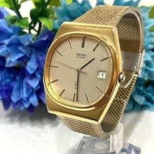 Seiko Shario Square Watch Quartz Gold Mesh Band Japan Made Wristwatch