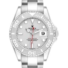 Rolex Yachtmaster 35 Midsize Steel Platinum Mens Watch 168622