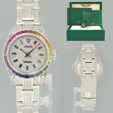 DIAMOND SAPPHIRE Rolex Oyster Perpetual 26mm Diamond Dial 176200 Watch Box