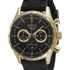 Seiko SSB446P1 Men’s Chronograph Stainless Steel Watch Black Dial Gold Used