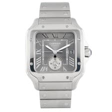 Cartier Santos Dual Time Steel Gray Dial 47.5mm x 37.7mm WSSA0076 Full Set