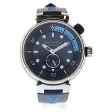 LOUIS VUITTON Tambour Street Diver Skyline Blue Dial SS× Rubber AT Used 611e982c
