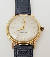 Hamilton 14k Solid Yellow Gold Case Circa 1965 Mens 17j Watch