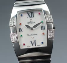 Omega Constellation Quadrella 1586.79 MOP Diamond Ladies Watch Full Set