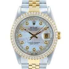 Rolex Datejust 16233 Two-Tone White MOP Diamond Dial 18KY Steel Automatic Watch