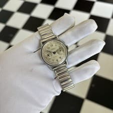 Vintage 36MM Delbana 17J Chronograph Landeron Manual Wind Wrist Watch