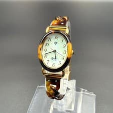 Orient Oval Quartz Watch with Tortoiseshell Dial and Spiga Bracelet Vintage