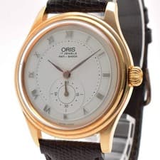 Vintage [Near MINT w/ Box] ORIS 7427-26 Gold Roman Hand Winding Men's Watch