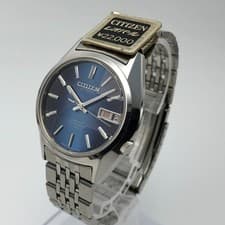 Rare NOS Vintage 1974 CITIZEN LEOPARD New Old Stock Blue Dial Cut Glass #2403