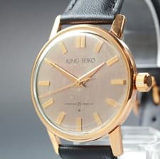 Vintage KING SEIKO DIASHOCK J145-438-E 35mm Gold Dial Hand Winding Men's Watch