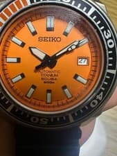 SEIKO Prospex Orange Samurai 7S25-00D0 Titanium Automatic Diver 200m Men Watch