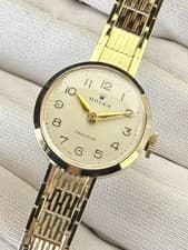 (9ct Gold) Vintage Rolex Lady Cocktail Art Deco Watch Antique 9K Bracelet 20mm