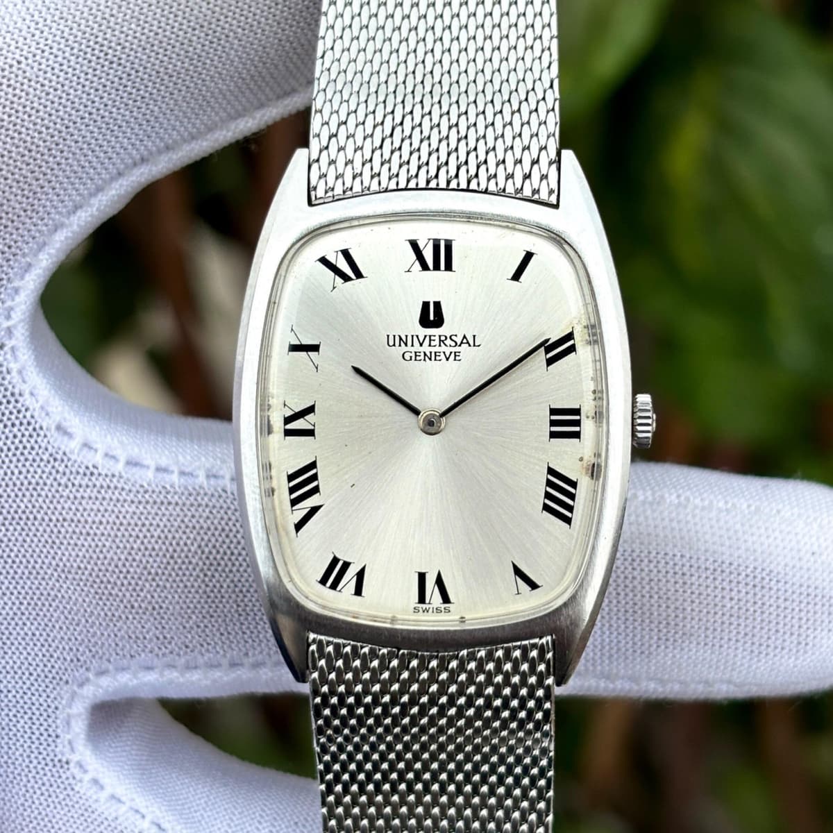 Vintage Universal Geneve Tank Shape Roman Dial Manual Winding Swiss Watch 842137