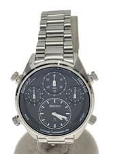 SEIKO 8A5000A0 Solar Chronograph Black Dial Watch Near Mint JAPAN