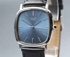 Vintage 1989 Exc+5 Seiko Credor  5931-5170 Blue Dial Square Quartz Men's Watch