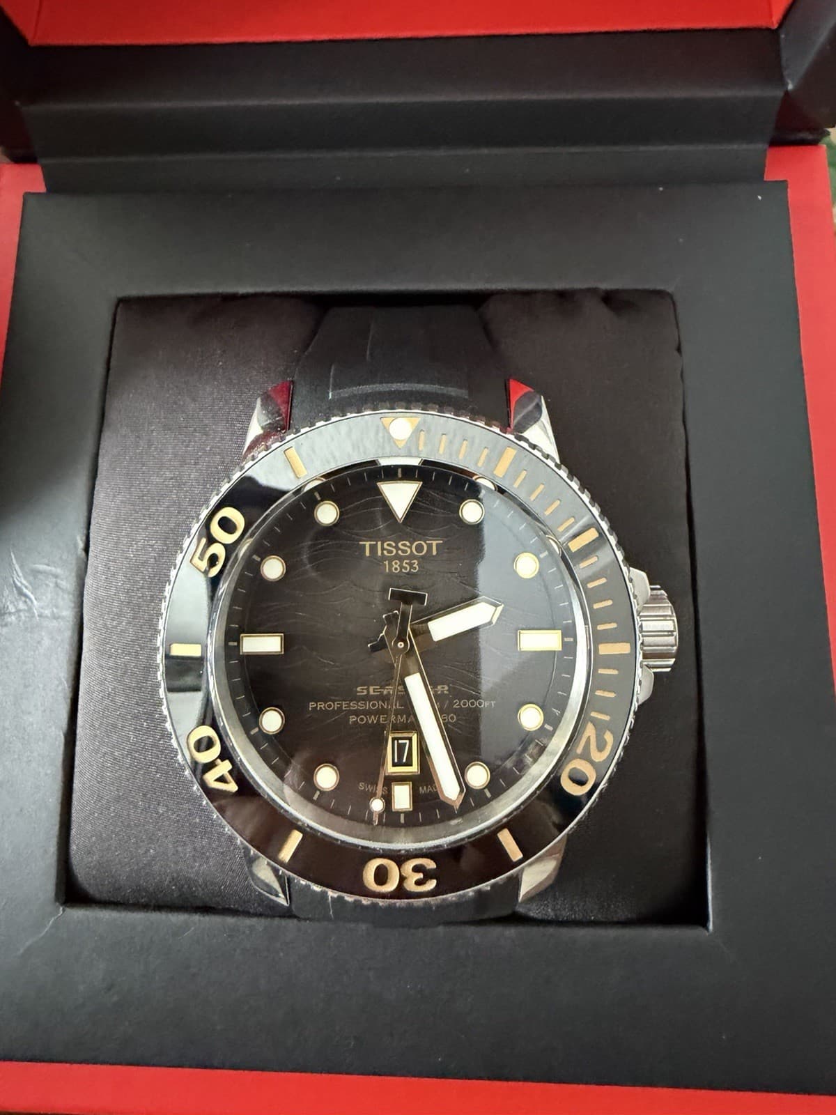 Tissot Seastar Automatic Diver 600m Sapphire Black Rubber w/ Box & Manual