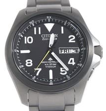 CITIZEN PROMASTER PMD56-2952 Eco Drive Solar Black Dial Tested Japan Used F/S