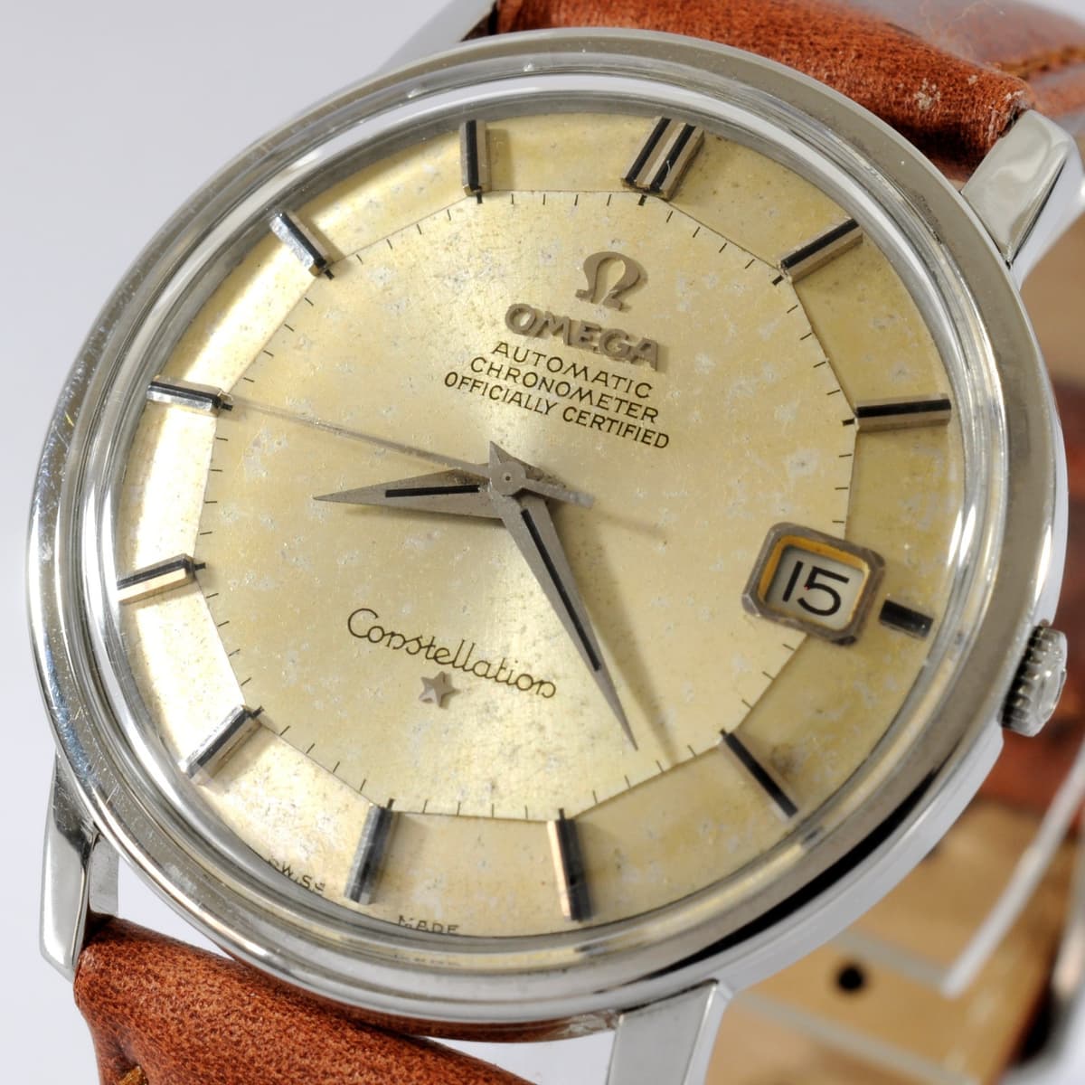 NO TARIFFS OMEGA CONSTELLATION 168.010 VINTAGE PIE-PAN DIAL AUTOMATIC COSC DATE