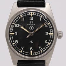 Omega 0059400 9RKT Military Hand Wind Wristwatch Black Dial Vintage Classic