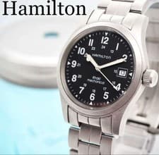 Hamilton Khaki Mechanical Hand Wind Watch 1.50in Case 7.76in Wrist Box Papers