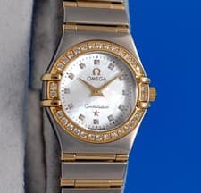 Ladies Omega Constellation 18K Gold & SS Watch - Diamond Dial & Bezel  - 1267.75