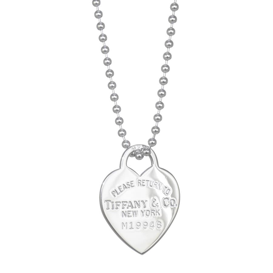 TIFFANY&CO. Return to Heart Tag Pendant Necklace Sterling SLV 925 Ball Chain Ex+