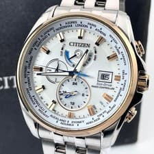 Citizen Attesa H820-T021701 Eco-Drive Radio White Gold Double Direct Flight