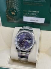 Rolex Datejust Aubergine Roman Dial Factory Diamond Bezel 36mm Watch 126284RBR