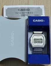 Casio A1000MA-7JF Vintage Full Metal Silver Digital Watch Mother of Pearl Dial