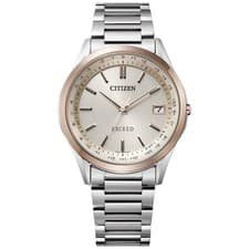 Citizen EXCEED CB1115-50B Eco-Drive Solar Radio Titanium Watch Beige Dial
