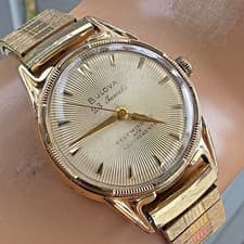 Vintage BULOVA 23“K” men's automatic watch 10K RGP sunburst dial USA 1955