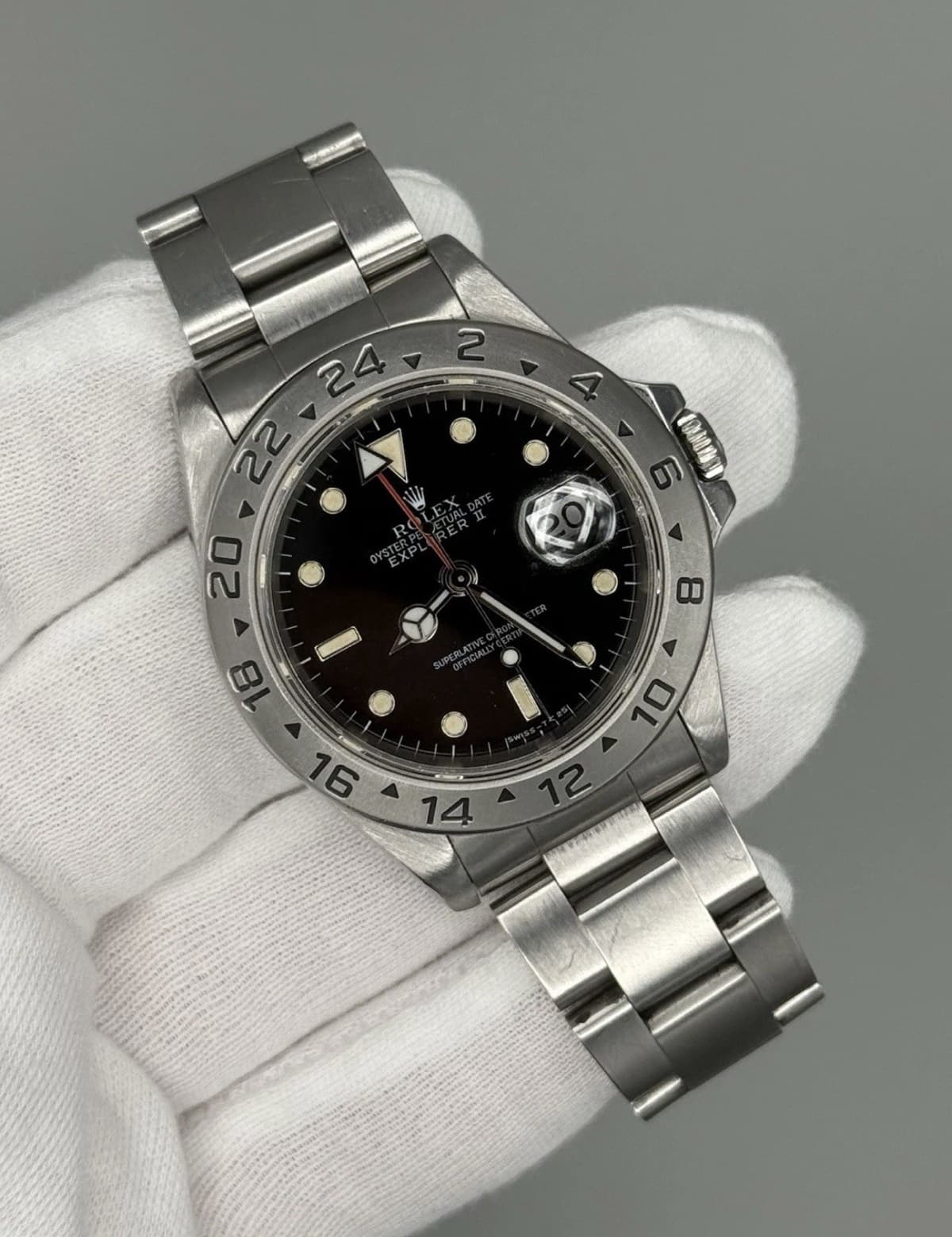 Rolex Explorer II Black 16570. WATCH ONLY (PATINA ON DIAL)