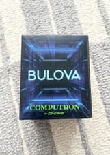 Bulova Computron D-Cave Black Digital Stainless Steel Watch 31MM 98C140 New!