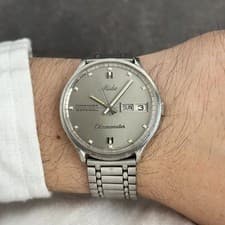 Rare Mido Commander Datoday Chronometer Day Date Gray Dial Vintage Watch Men