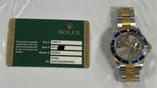 ROLEX 16613 SUBMARINER SILVER SERTI DIAMOND DIAL TWO-TONE 40mm AUTOMATIC WATCH.