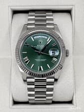 2022 Rolex Day-Date 40mm 228239 Presidential 18kt White Gold Olive Dial