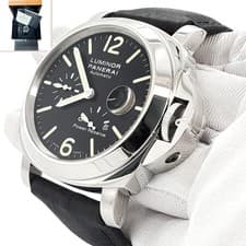Panerai Luminor Power Reserve Steel Black Dial Mens Watch PAM00090 Box Papers